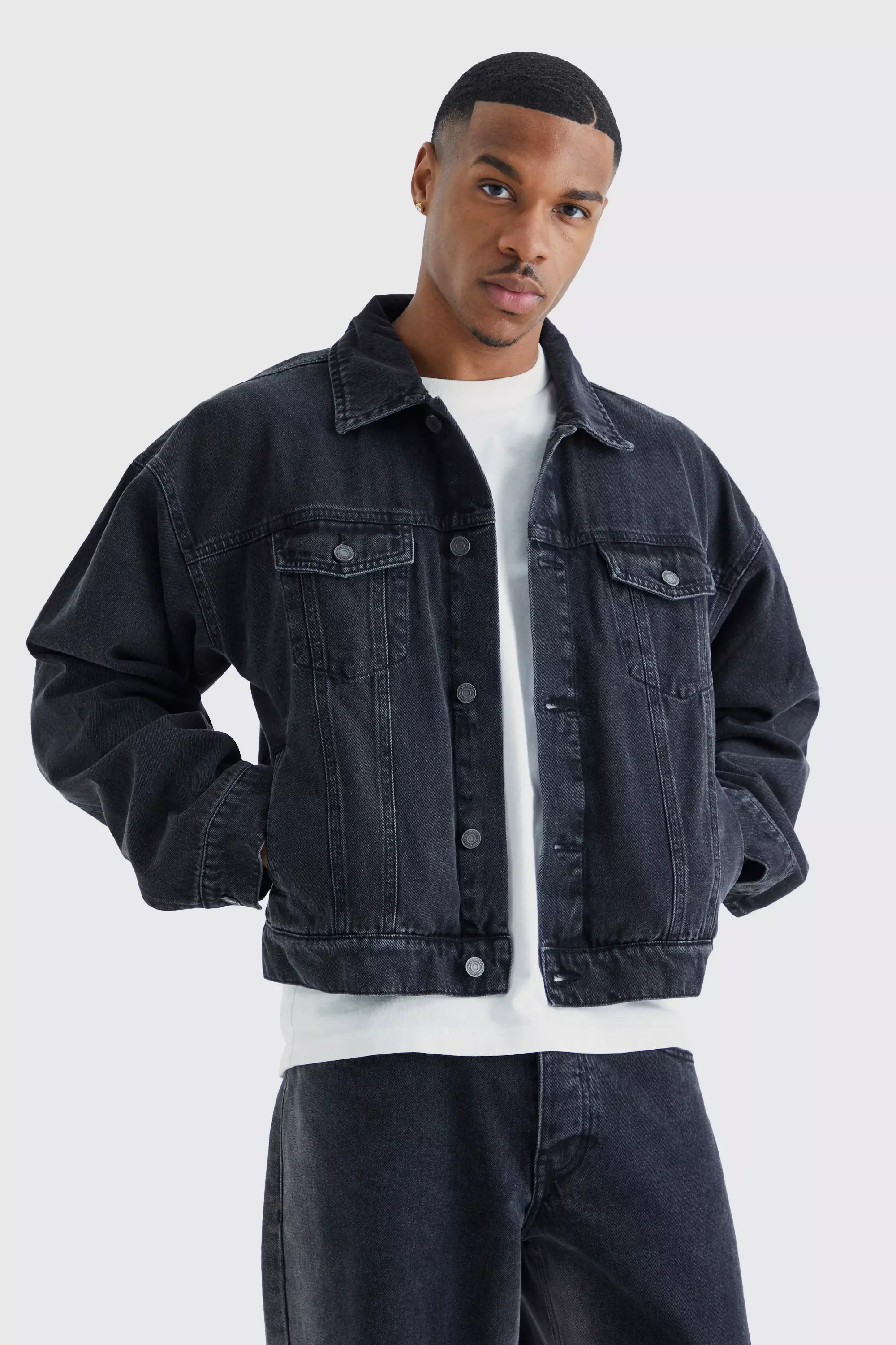 Washed black outlet jean jacket